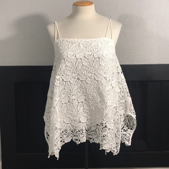 Chico’s Black Label White Lace Spaghetti Strap Top - Picture 2 of 10